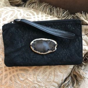 Italian leather and agate wristlet